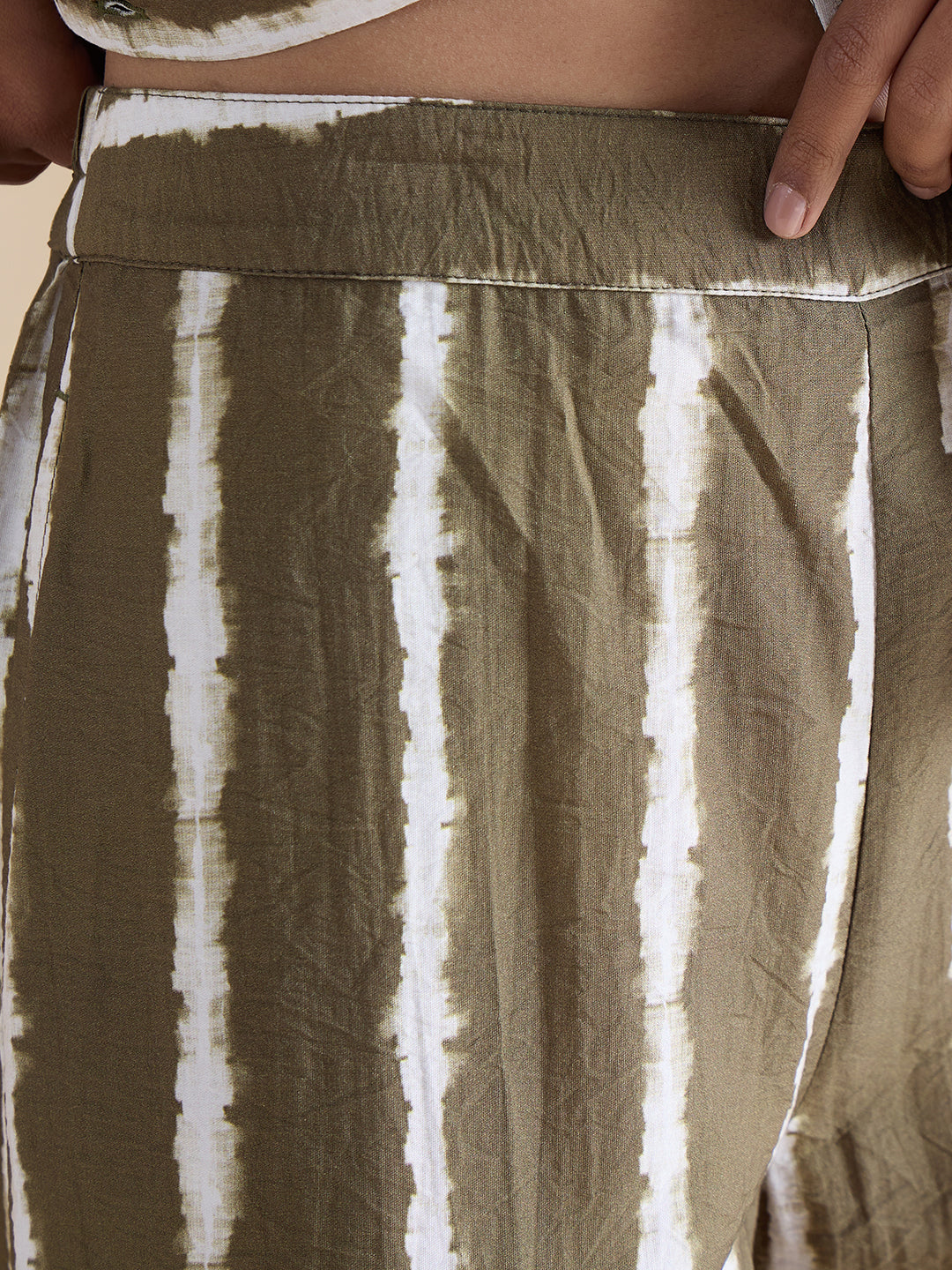 Green Abstract Stripe Shirt Co-Ord