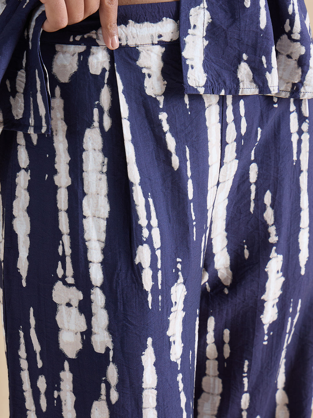 Navy Abstract Shirt Co-Ord