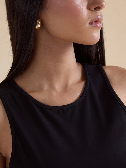 Black Knit Sleeveless Bodysuit