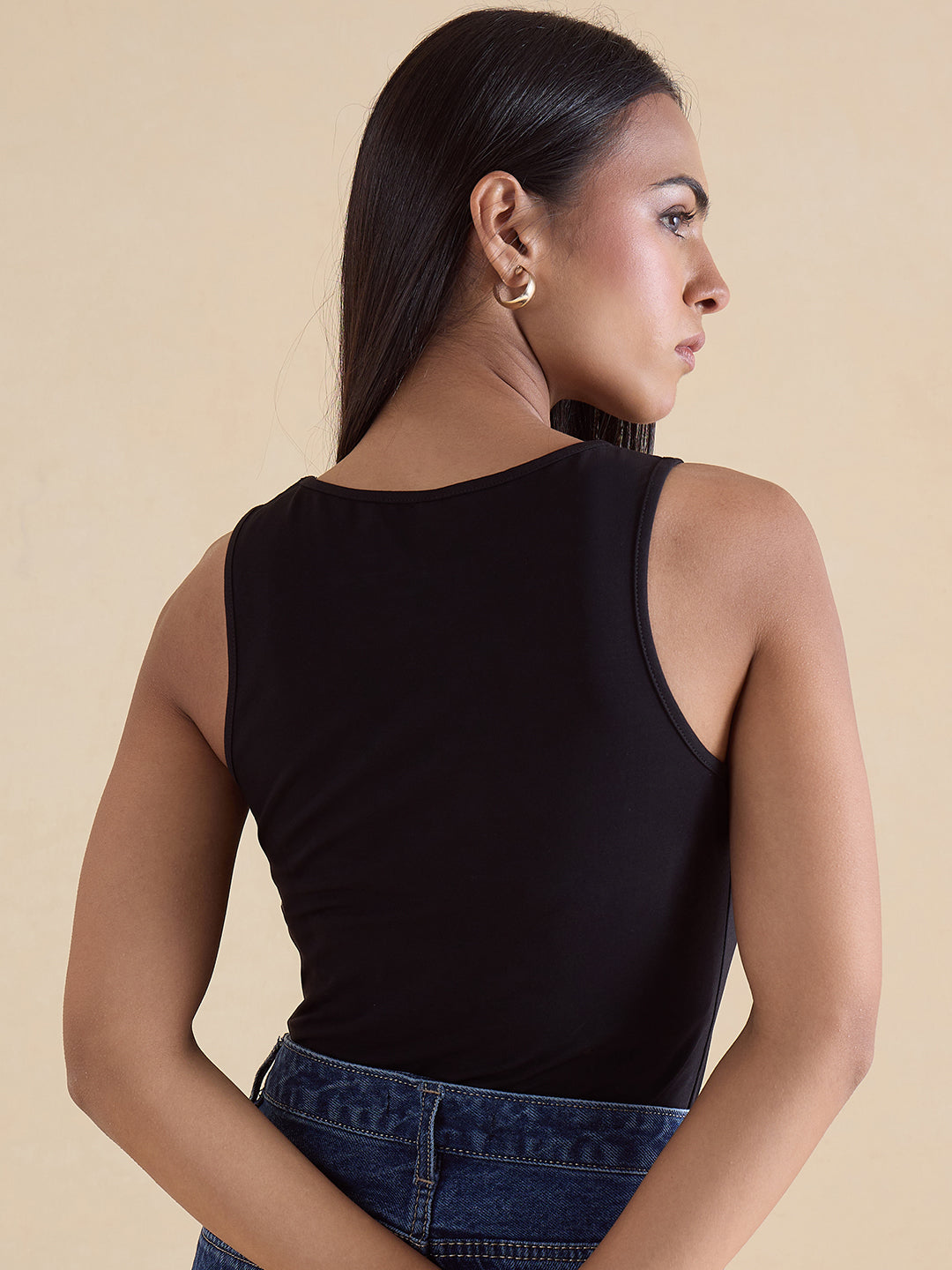 Black Knit Sleeveless Bodysuit