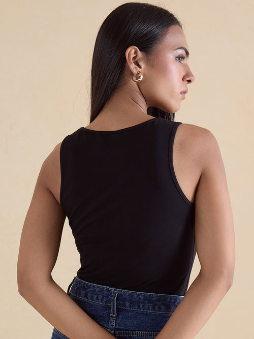 Black Knit Sleeveless Bodysuit