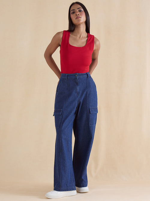 Red Knit Sleeveless Top