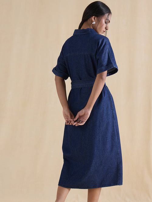 DenimClassic Navy Midi Shirt Dress