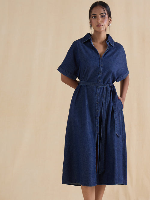 DenimClassic Navy Midi Shirt Dress