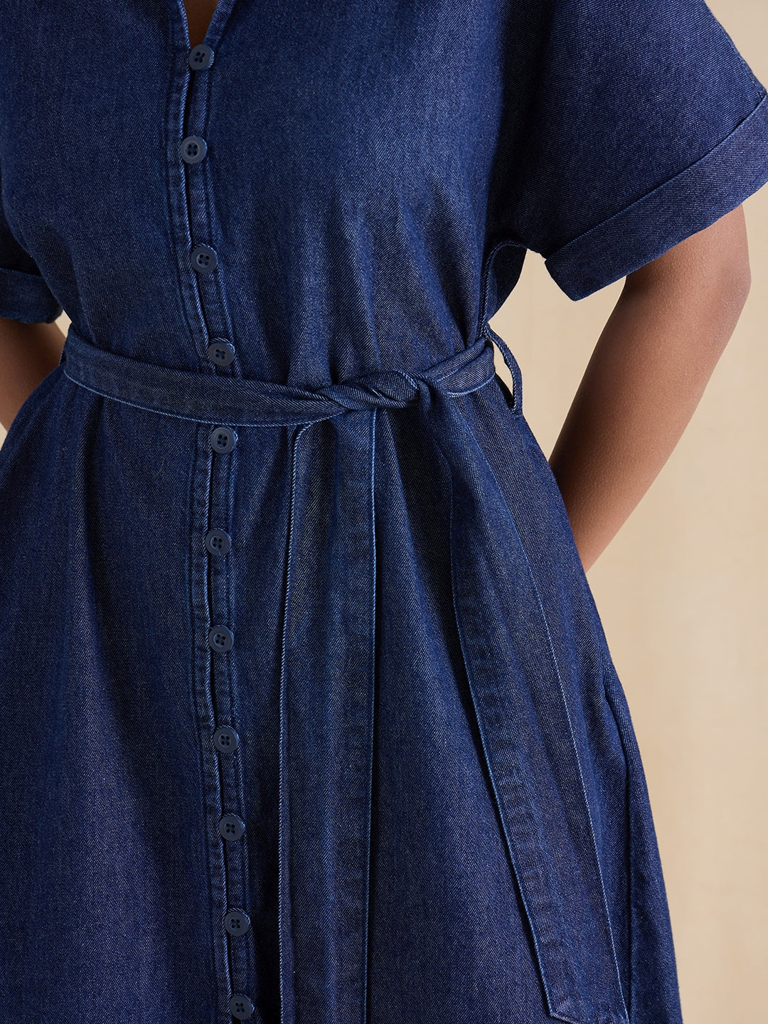 DenimClassic Navy Midi Shirt Dress