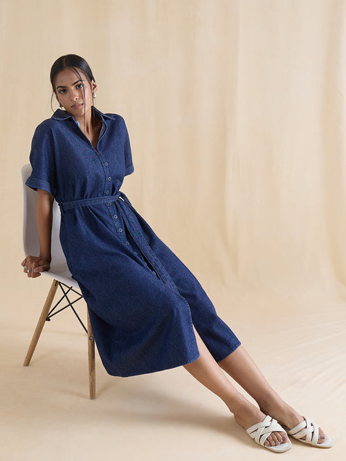 DenimClassic Navy Midi Shirt Dress