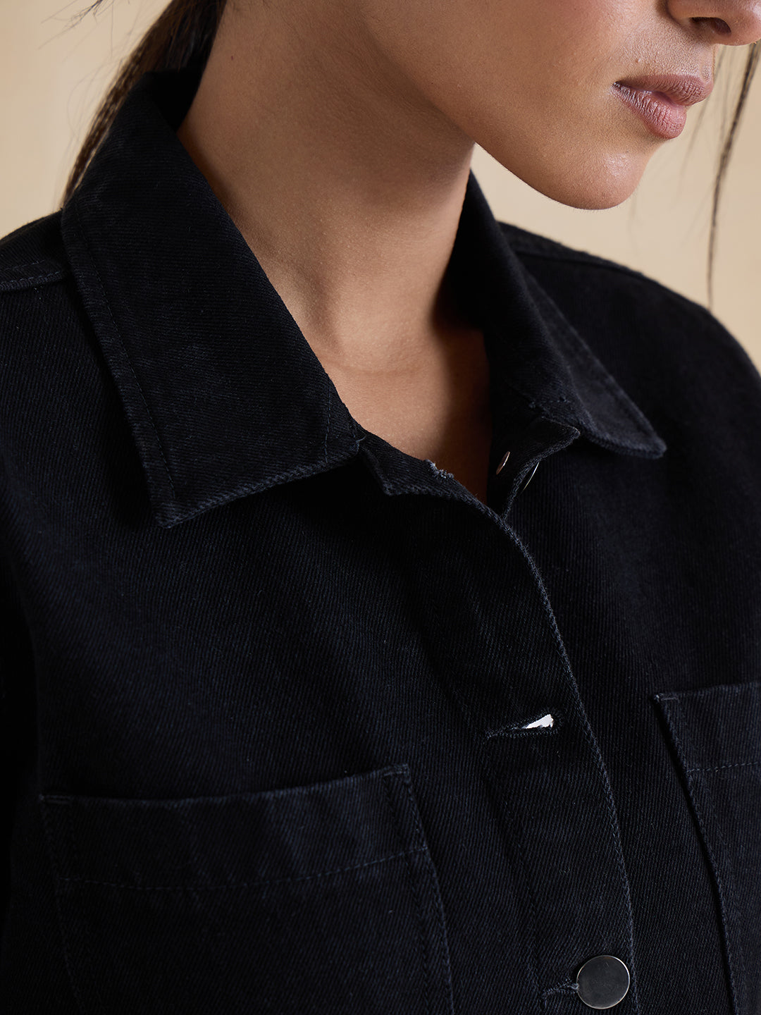 DenimClassic Black Half Sleeves Shirt