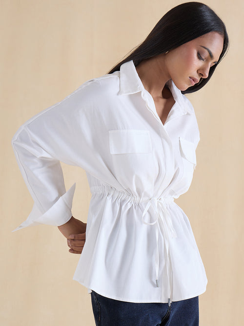 White Cotton Dual Pocket Shirt