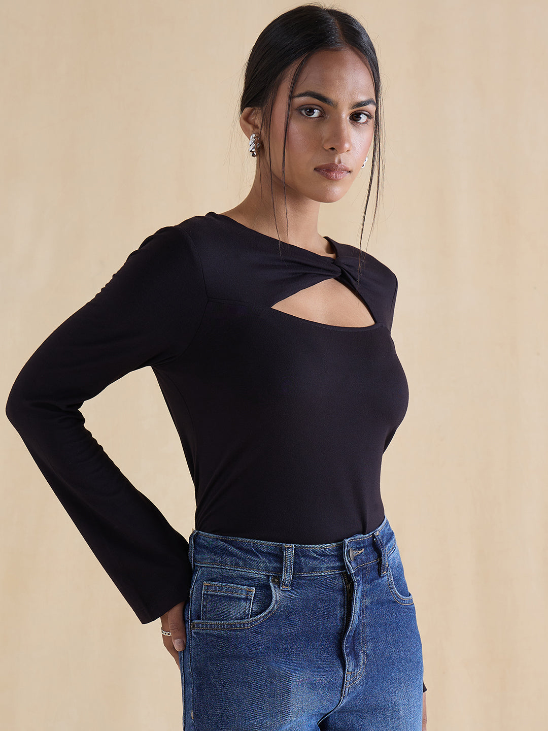 bamboo-black-knit-cut-out-detail-top-fzk-7338