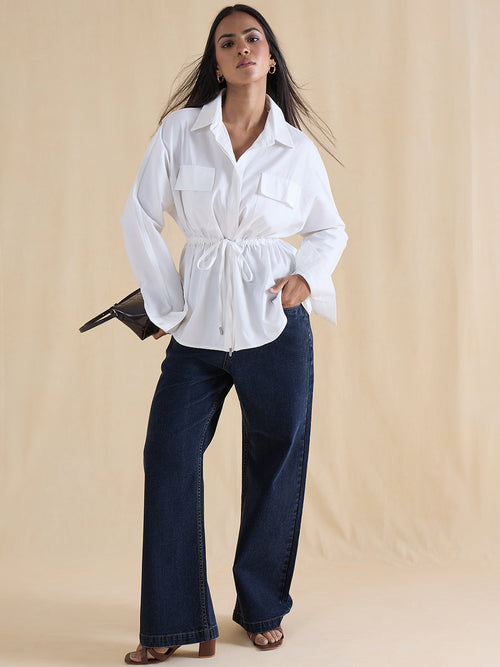 White Cotton Dual Pocket Shirt