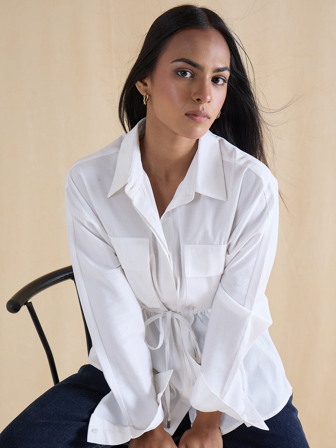White Cotton Dual Pocket Shirt