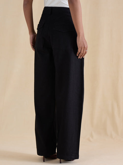 Black Barrel Fit High-Rise Jeans