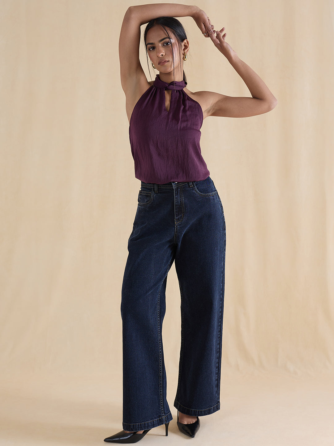 deep-purple-satin-twist-neck-halter-top-ff-5493c