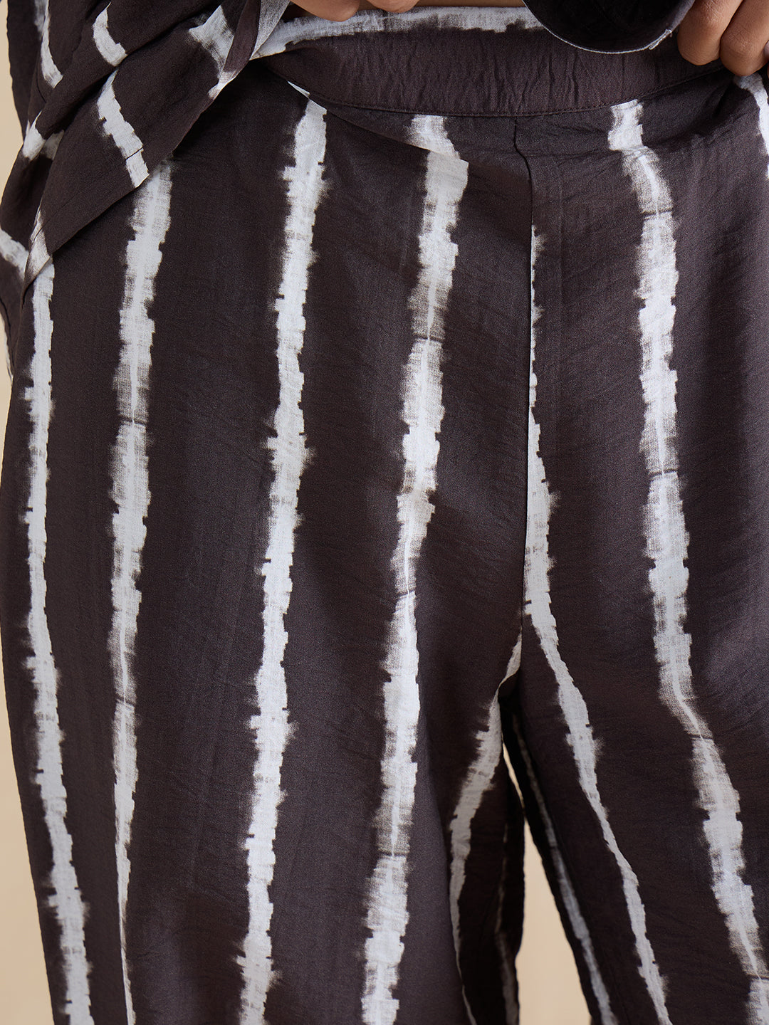 Brown Abstract Stripe Shirt Co-Ord