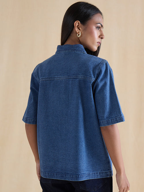 DenimClassic Mid Blue Half Sleeves Shirt