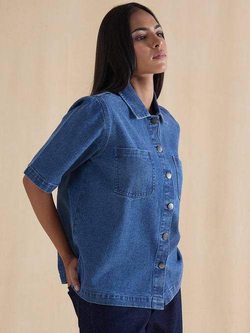 DenimClassic Mid Blue Half Sleeves Shirt