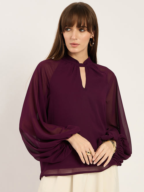 Wine Front Gather Detail Top