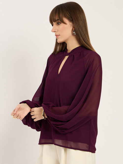 Wine Front Gather Detail Top