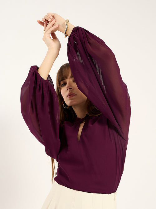 Wine Front Gather Detail Top