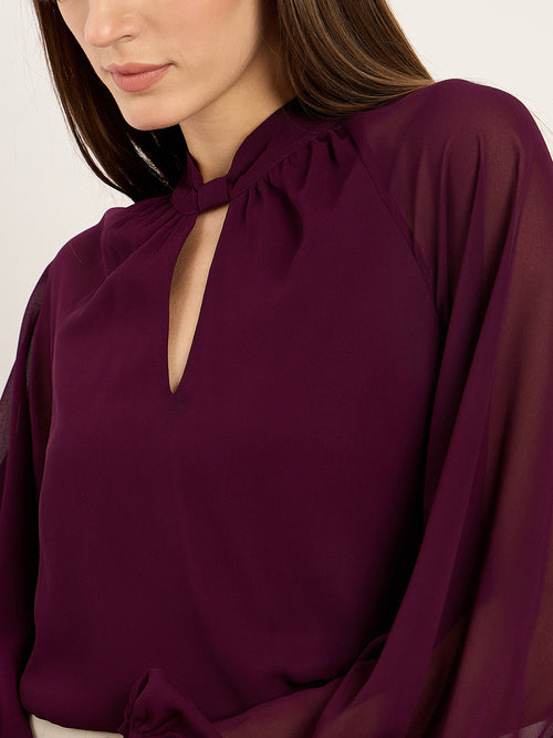 Wine Front Gather Detail Top
