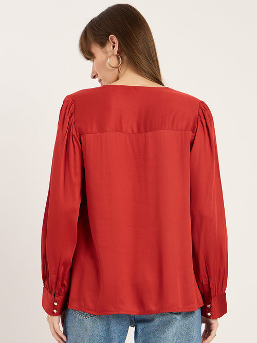 Rust Dual Button Detailing Top