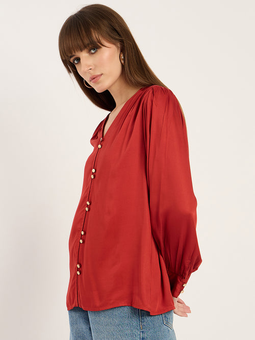 Rust Dual Button Detailing Top