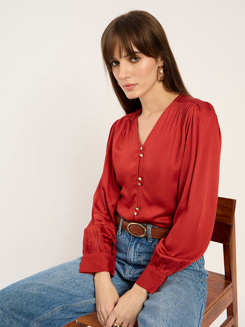 Rust Dual Button Detailing Top