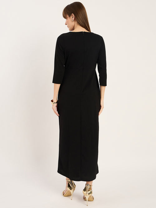 Black Fixed Wrap Maxi Dress