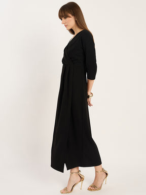 Black Fixed Wrap Maxi Dress