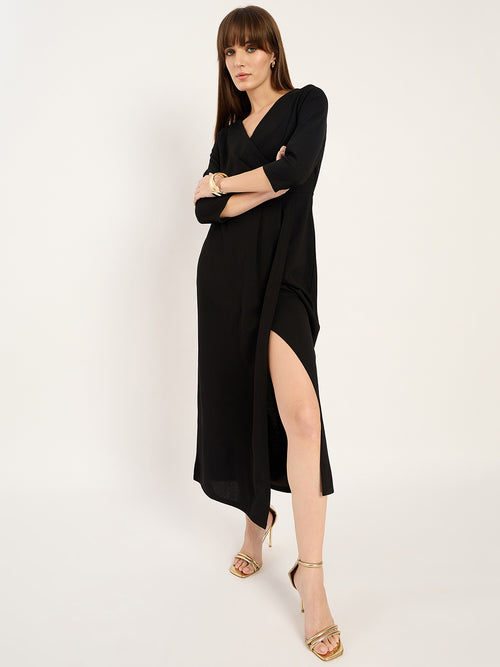 Black Fixed Wrap Maxi Dress