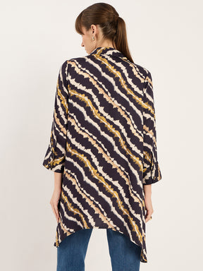 Navy Abstract Print Asymmetric Tunic
