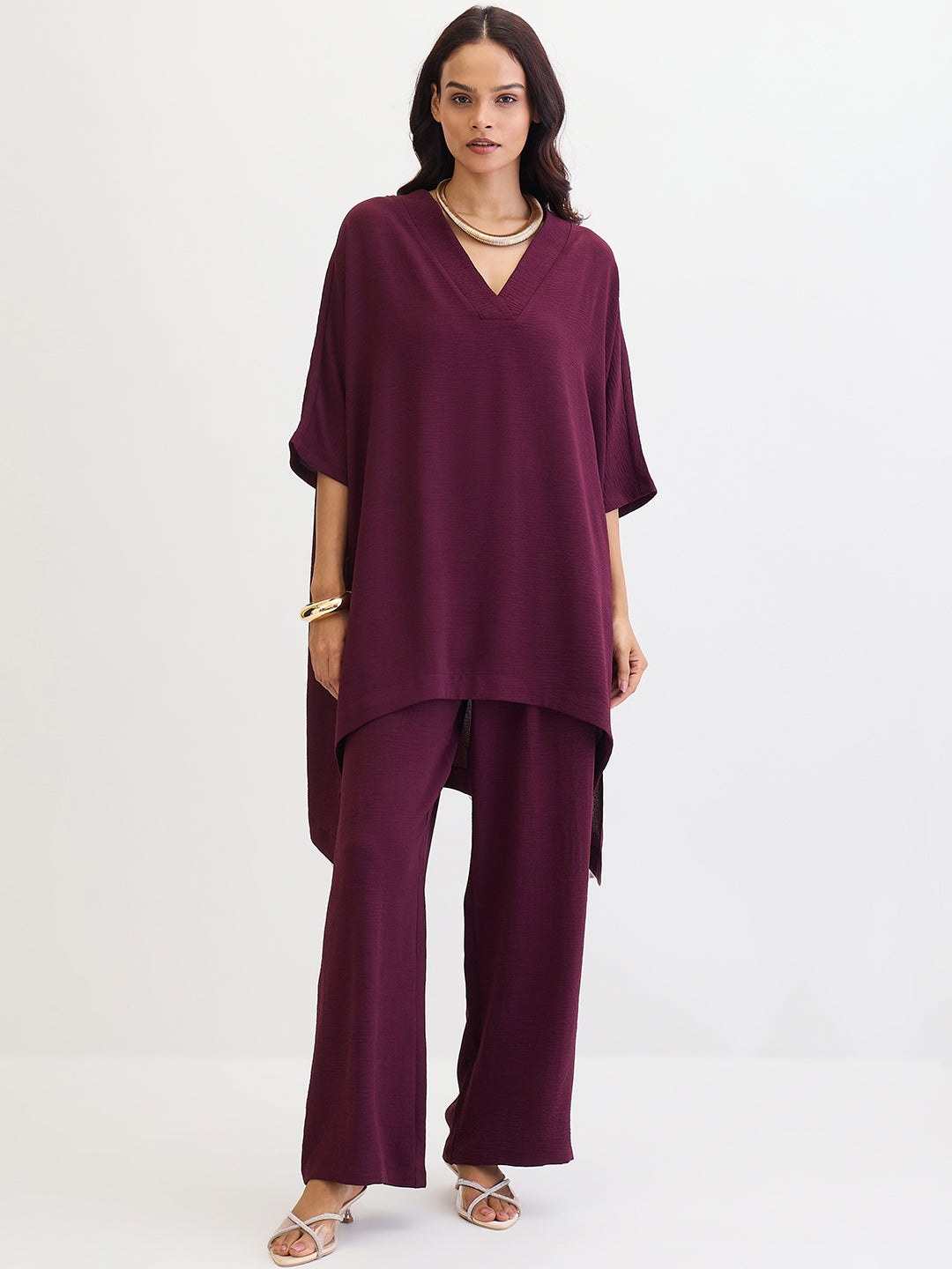 Wine Asymmetric Co-Ord Set