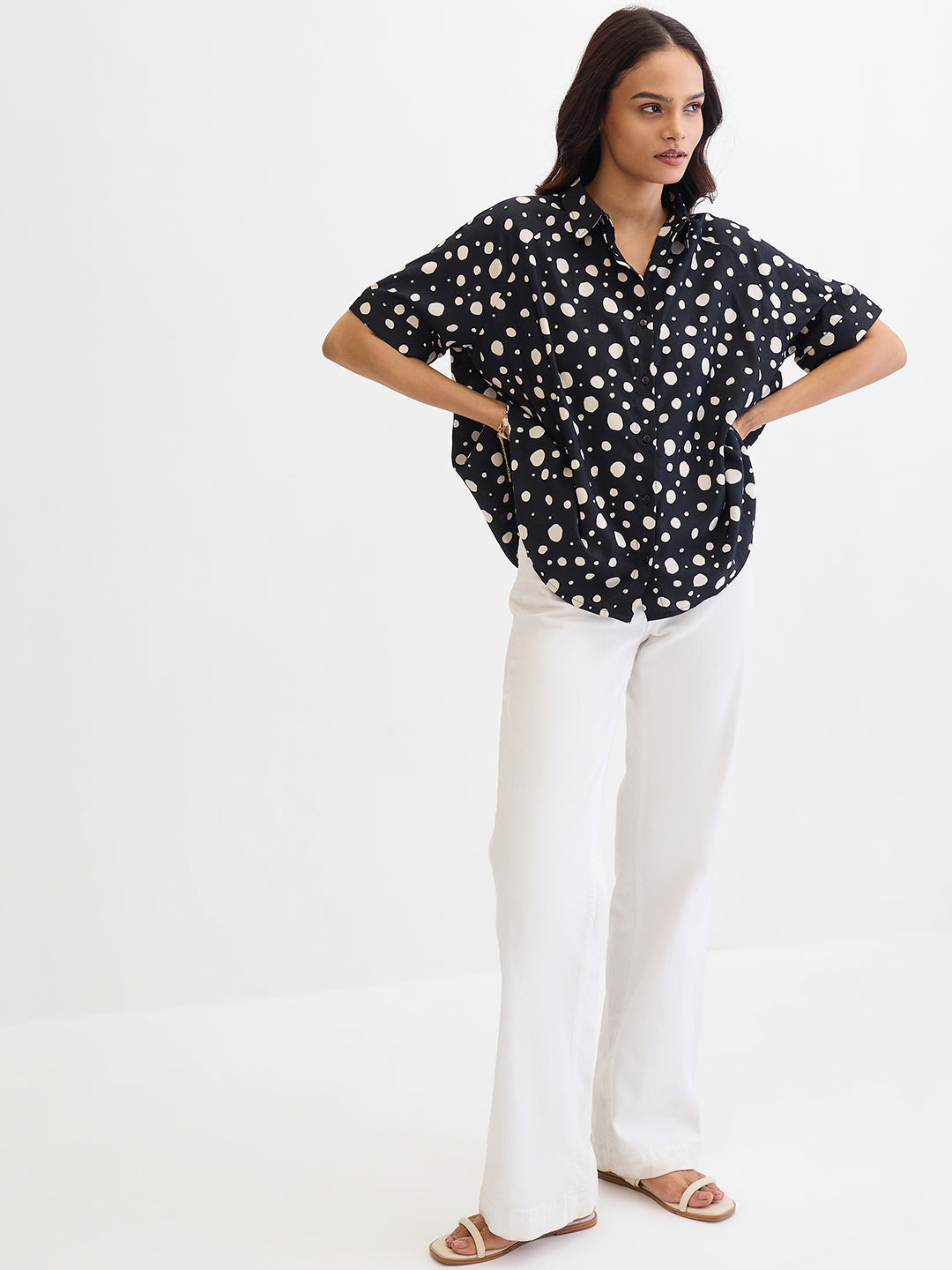 Black Polka Dot Oversize Shirt