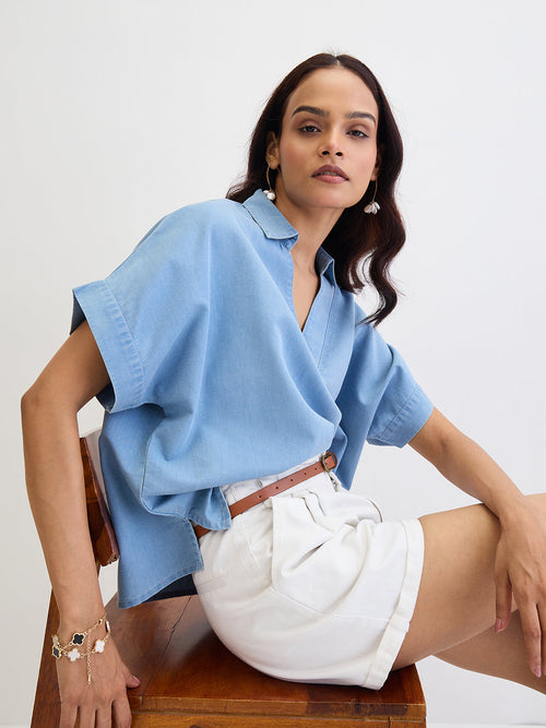 Light Blue Denim Top