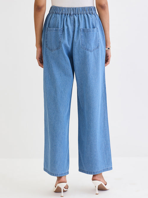 Blue Denim Straight Pants