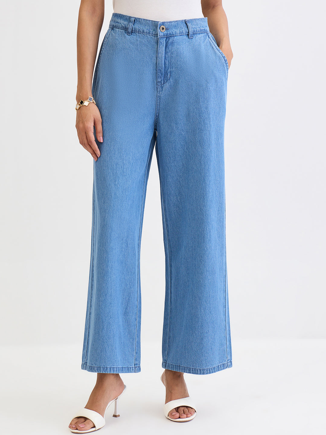 Blue Denim Straight Pants