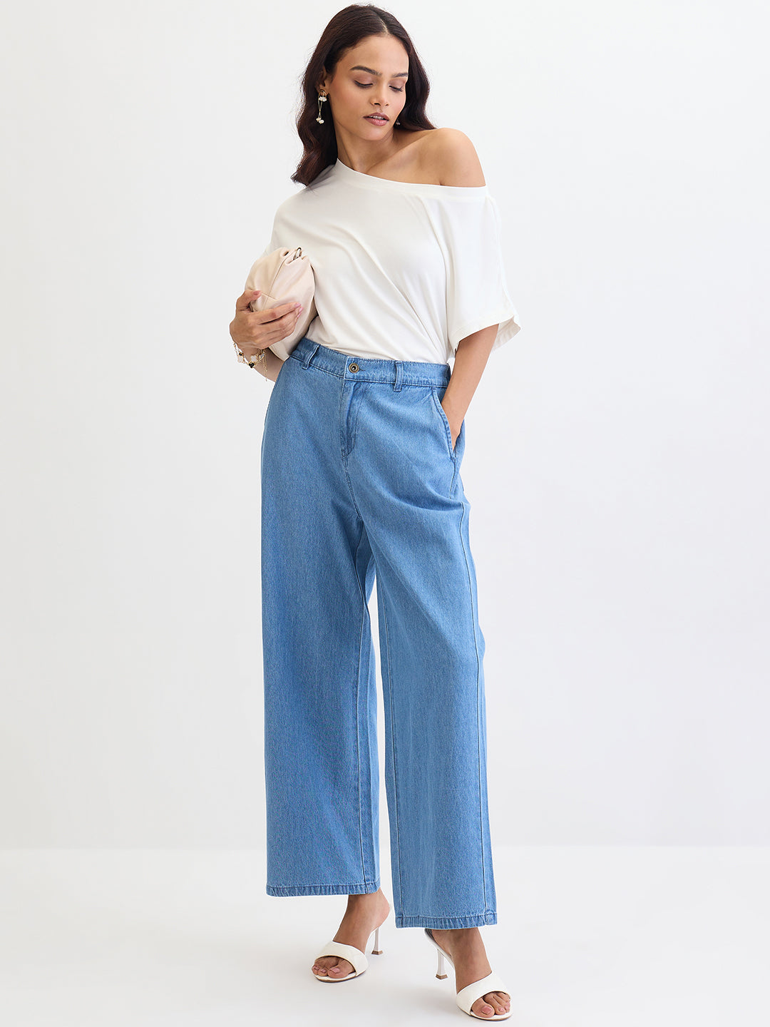Blue Denim Straight Pants