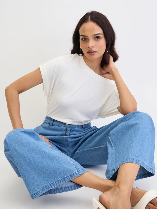 Blue Denim Straight Pants