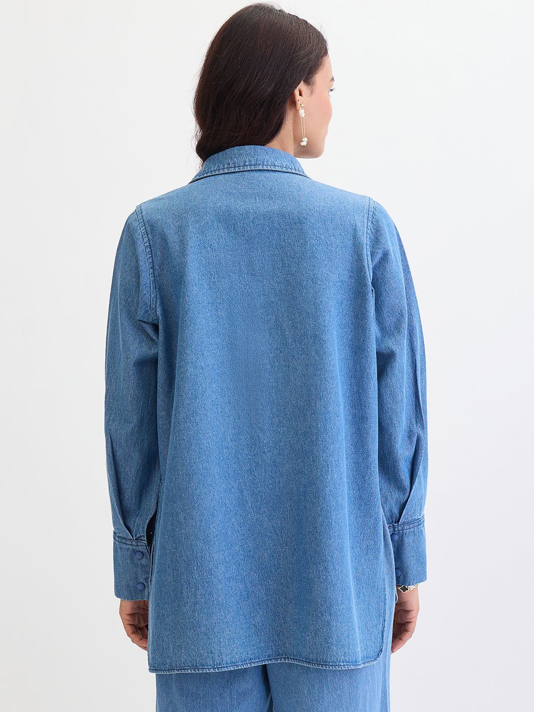 Blue Denim High Low Shirt