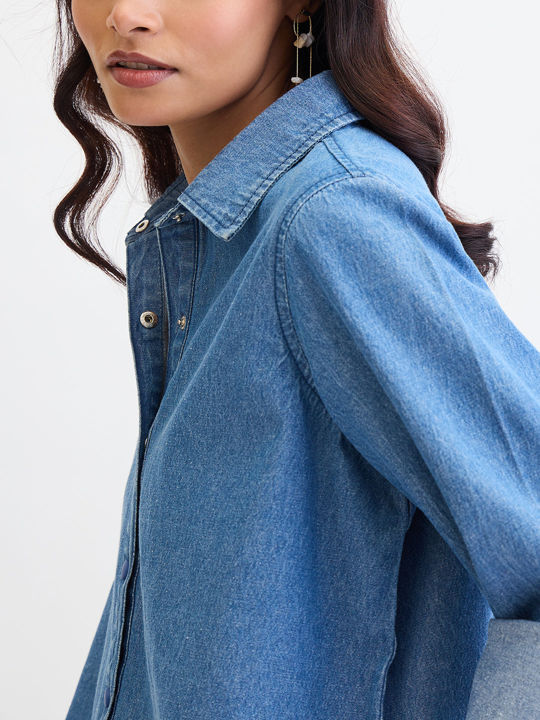 Blue Denim High Low Shirt