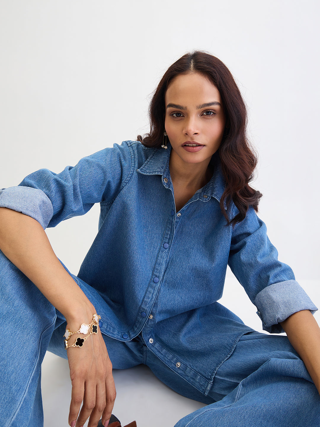 Blue Denim High Low Shirt