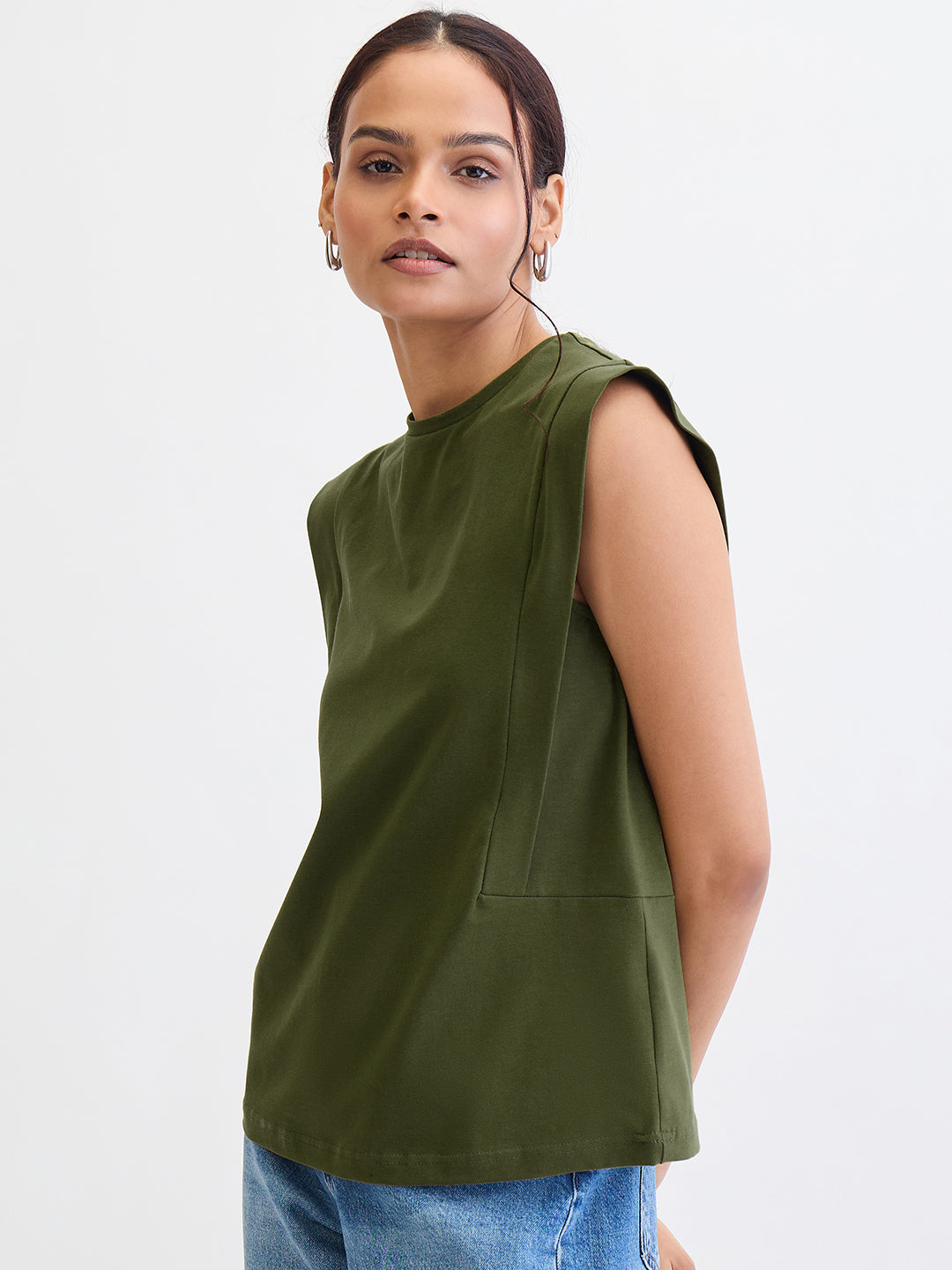 TrueStretch Olive Sleeveless T-shirt