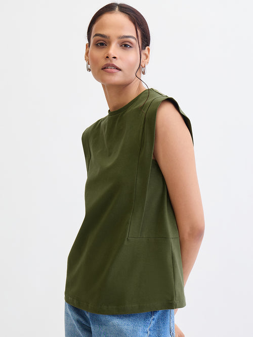 TrueStretch Olive Sleeveless T-shirt