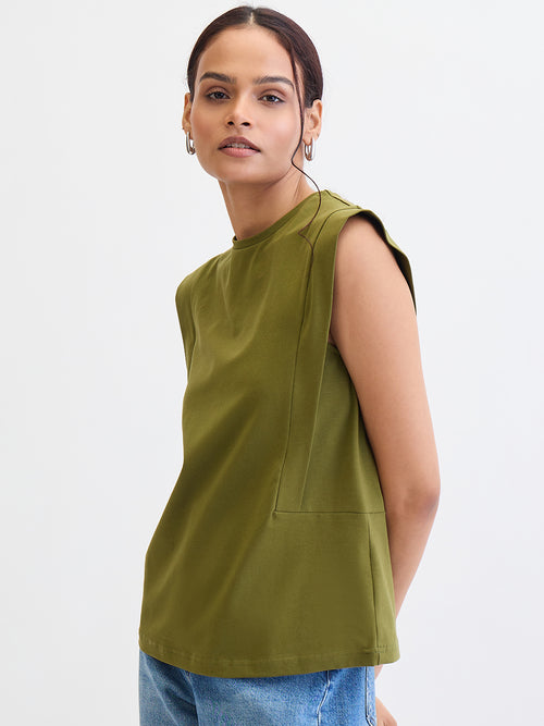 TrueStretch Olive Sleeveless T-shirt