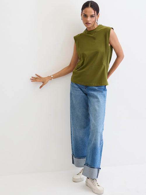 TrueStretch Olive Sleeveless T-shirt