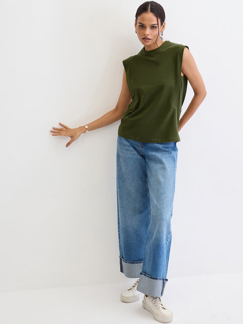 TrueStretch Olive Sleeveless T-shirt