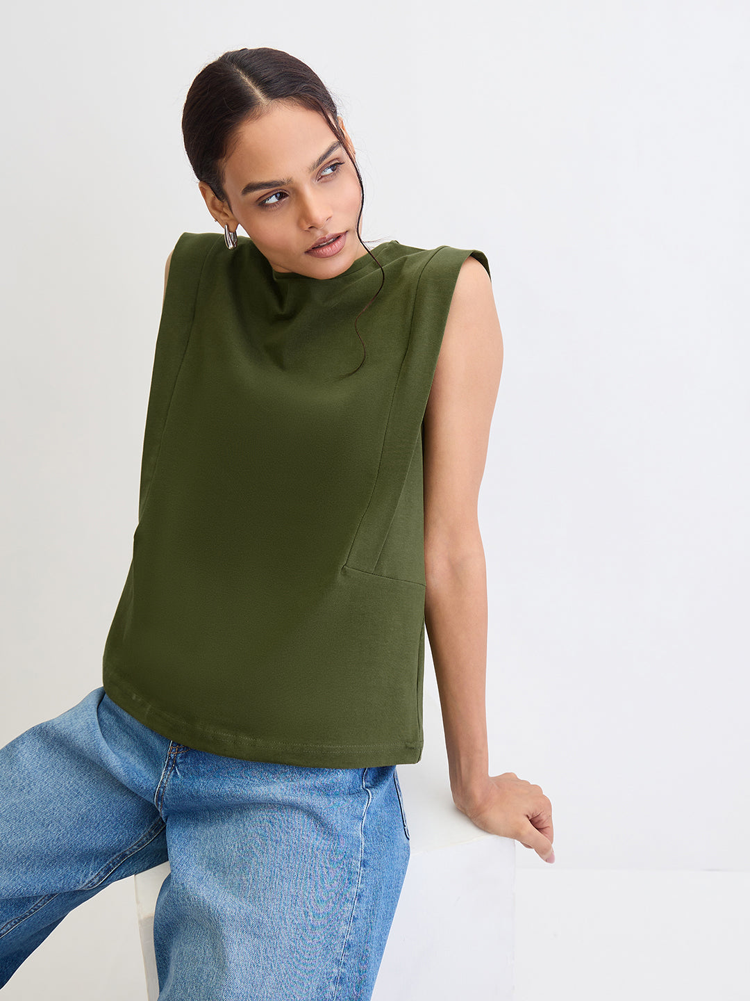 TrueStretch Olive Sleeveless T-shirt