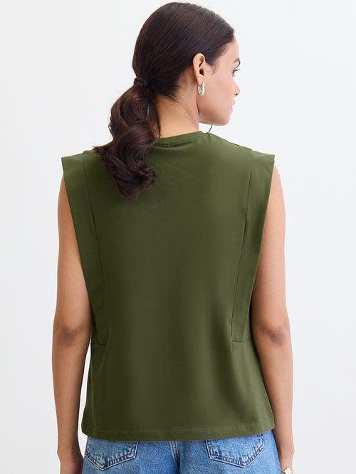 TrueStretch Olive Sleeveless T-shirt
