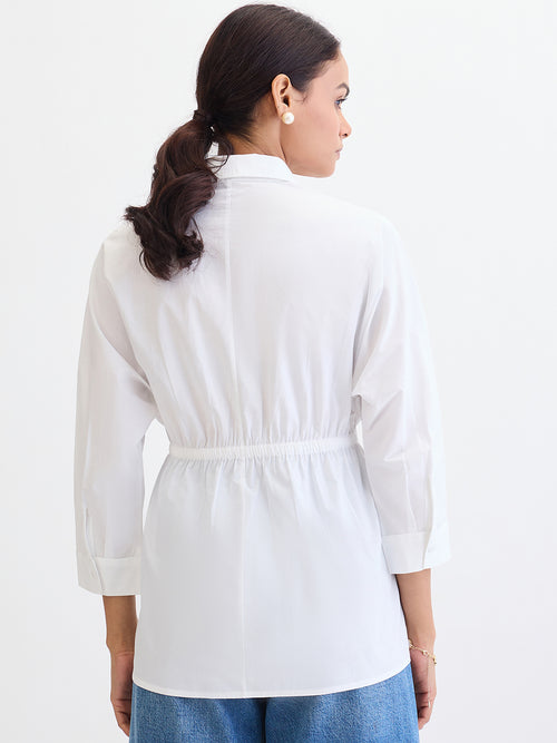 White Poplin Dual Pocket Shirt