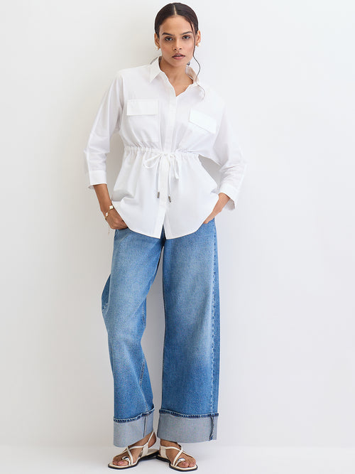 White Poplin Dual Pocket Shirt